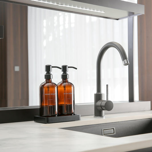 Amber Soap Dispenser Set