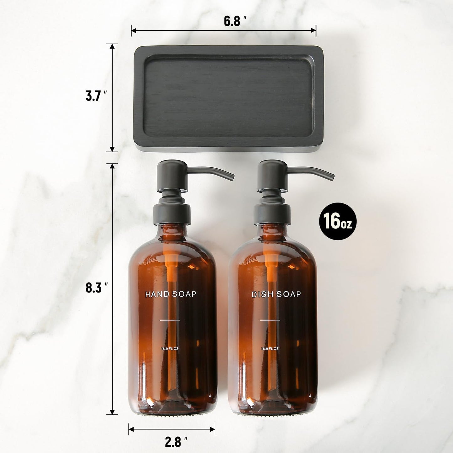 Amber Soap Dispenser Set