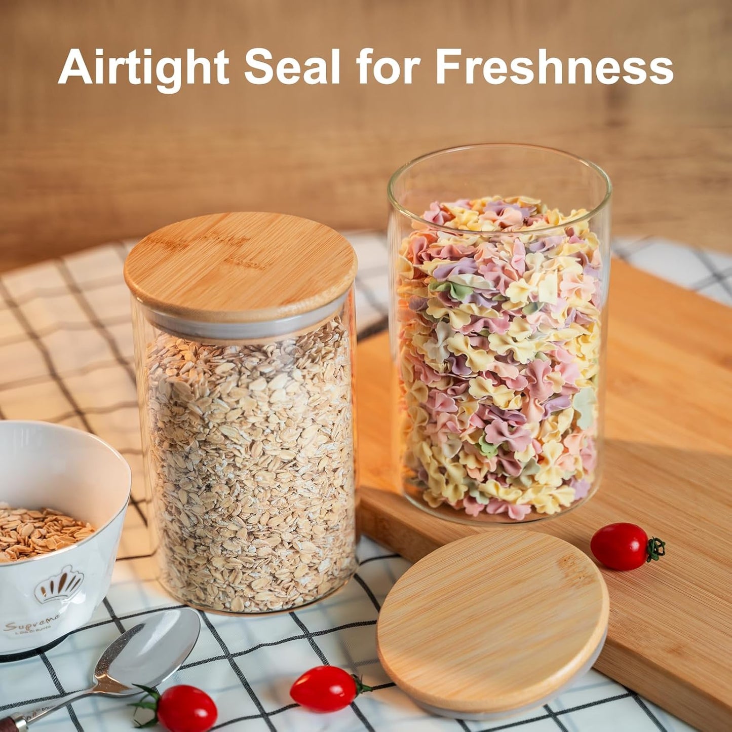 Glass Storage Jars With Wooden Lid