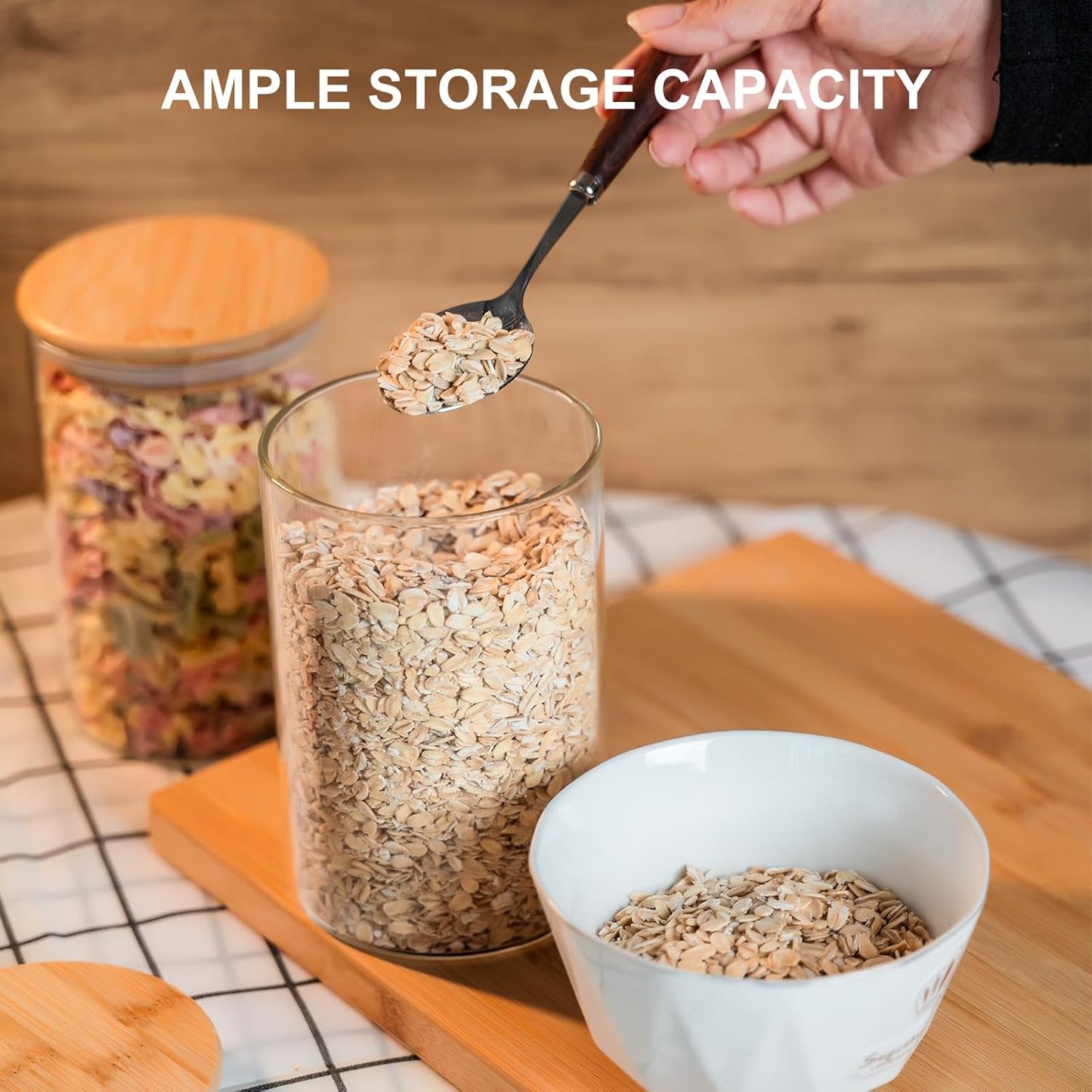 Glass Storage Jars With Wooden Lid