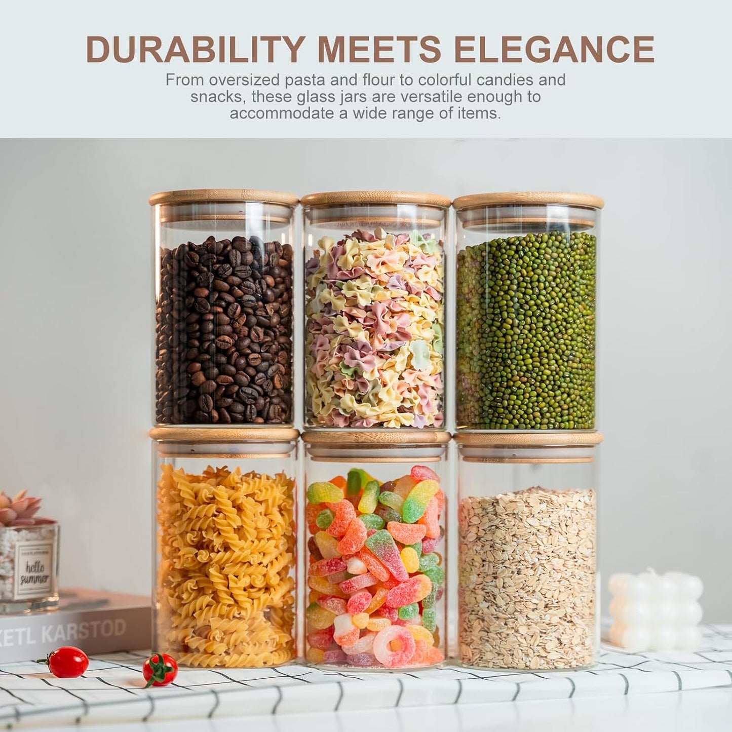 Glass Storage Jars With Wooden Lid
