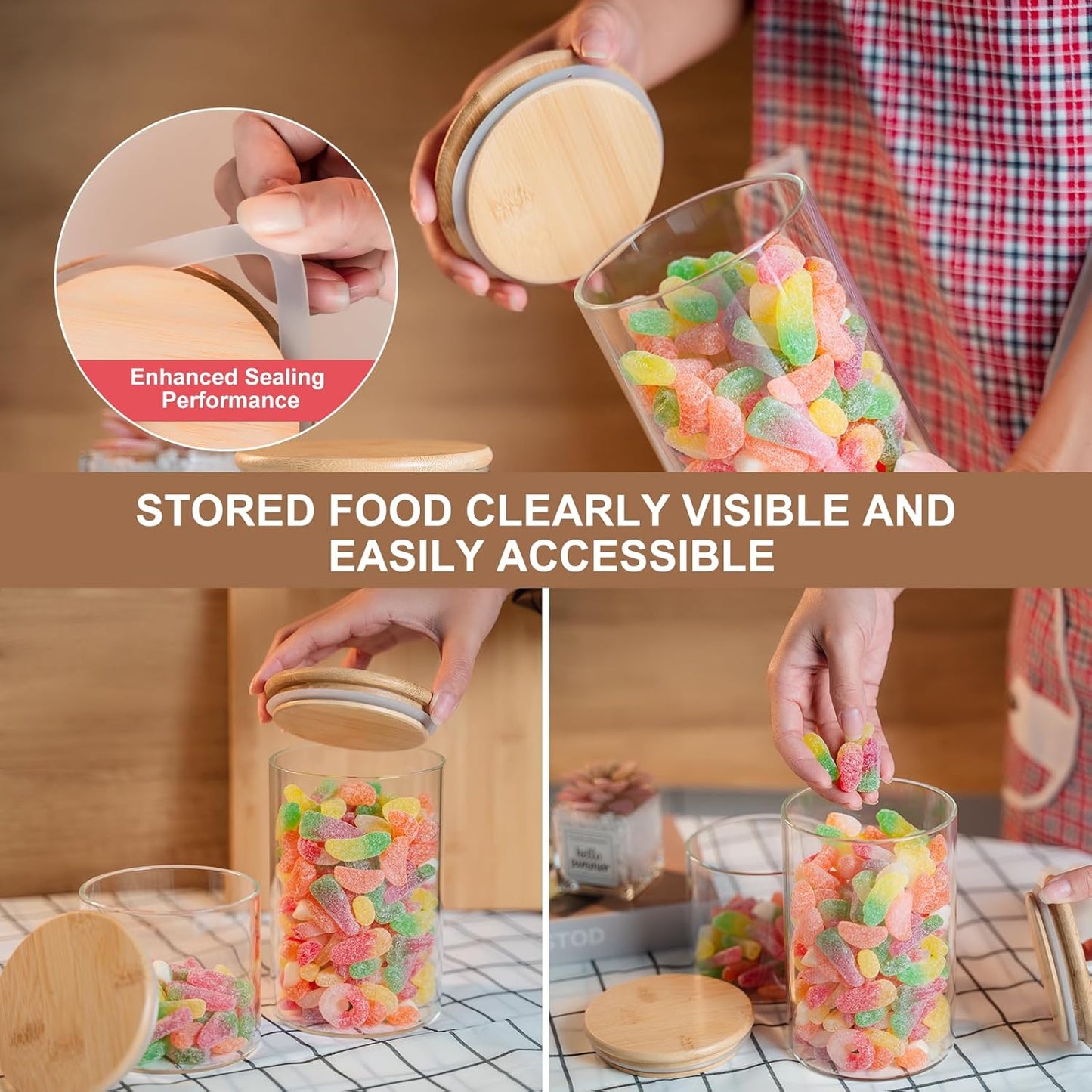 Glass Storage Jars With Wooden Lid