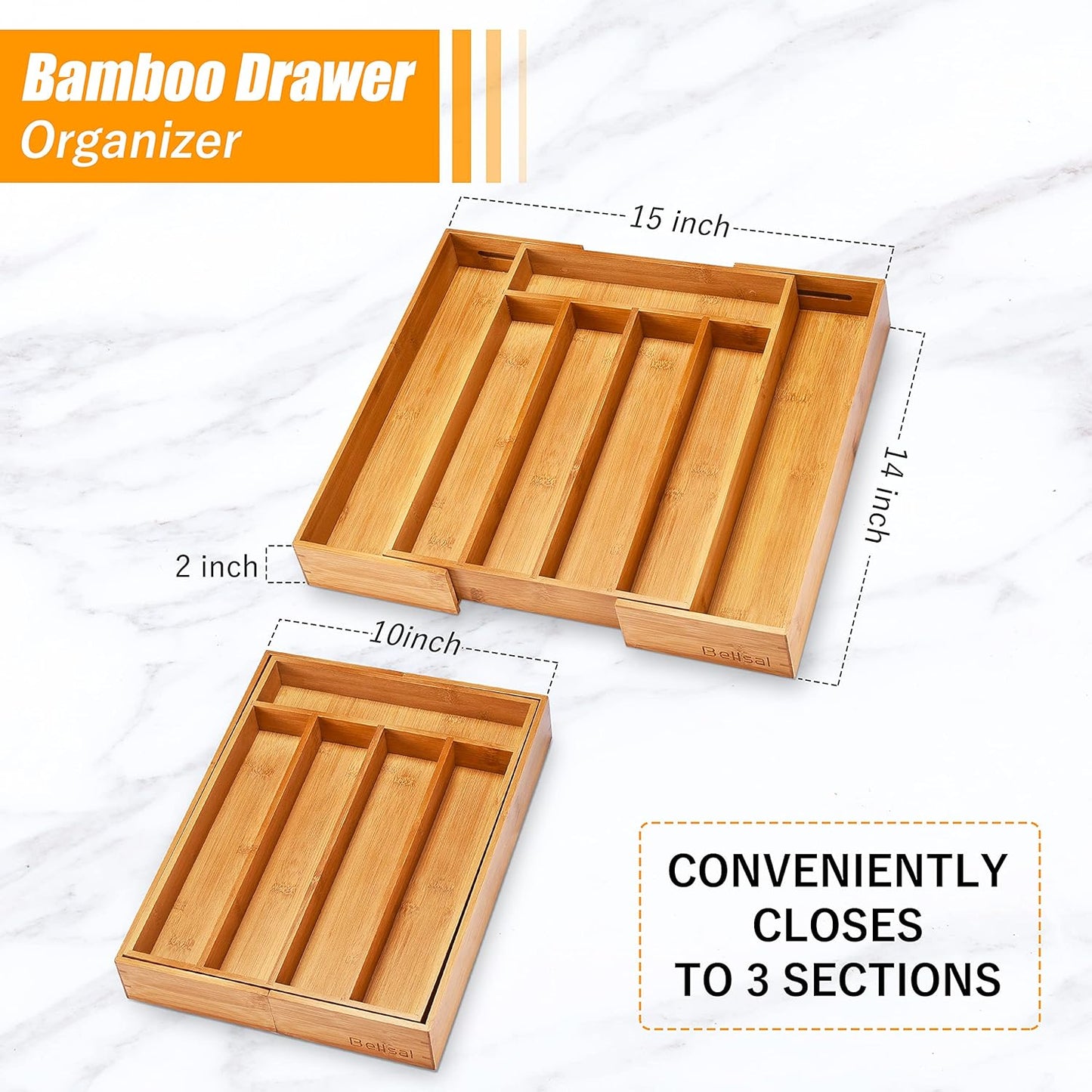Bamboo Drawer Organizer Tray