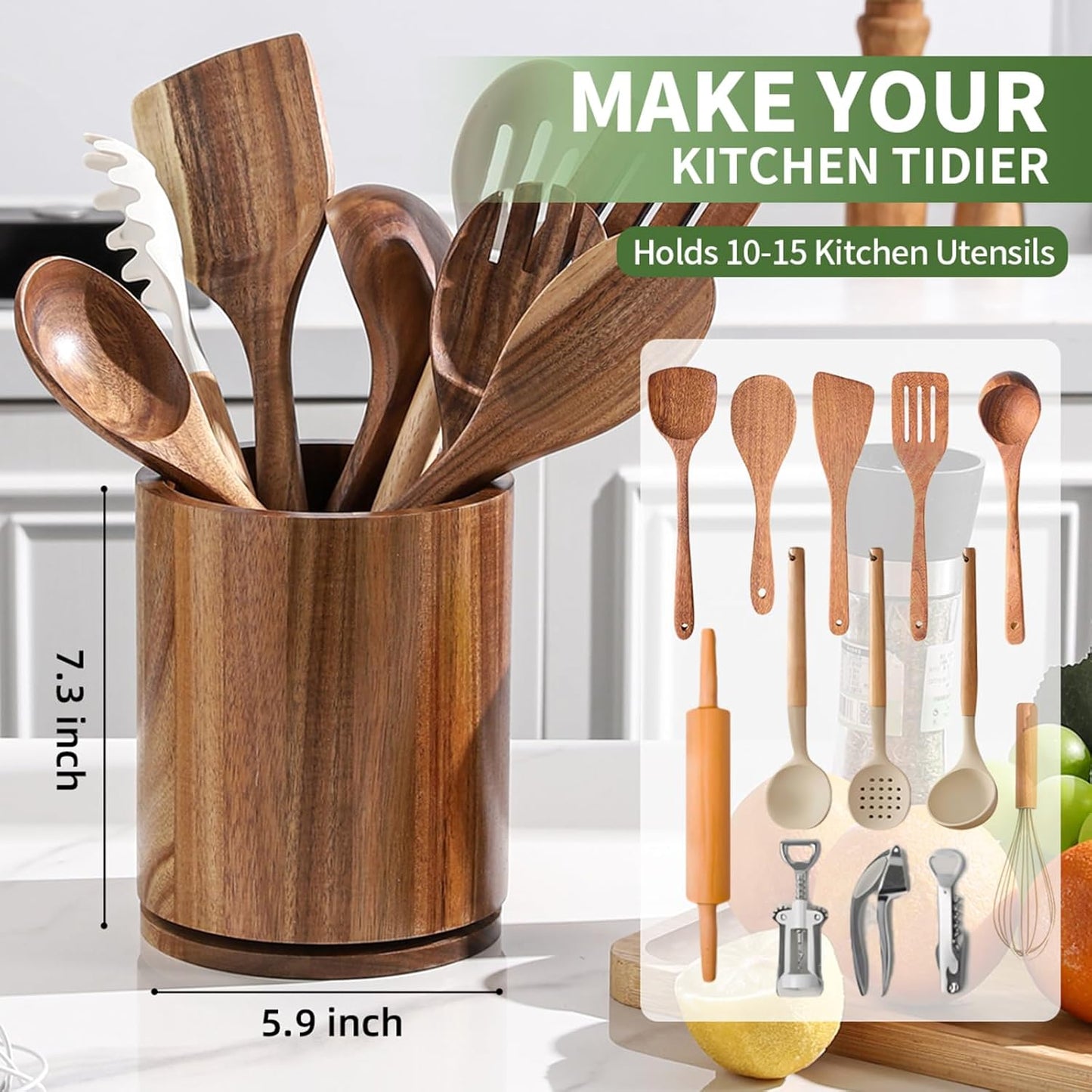 Wooden Utensil Holder