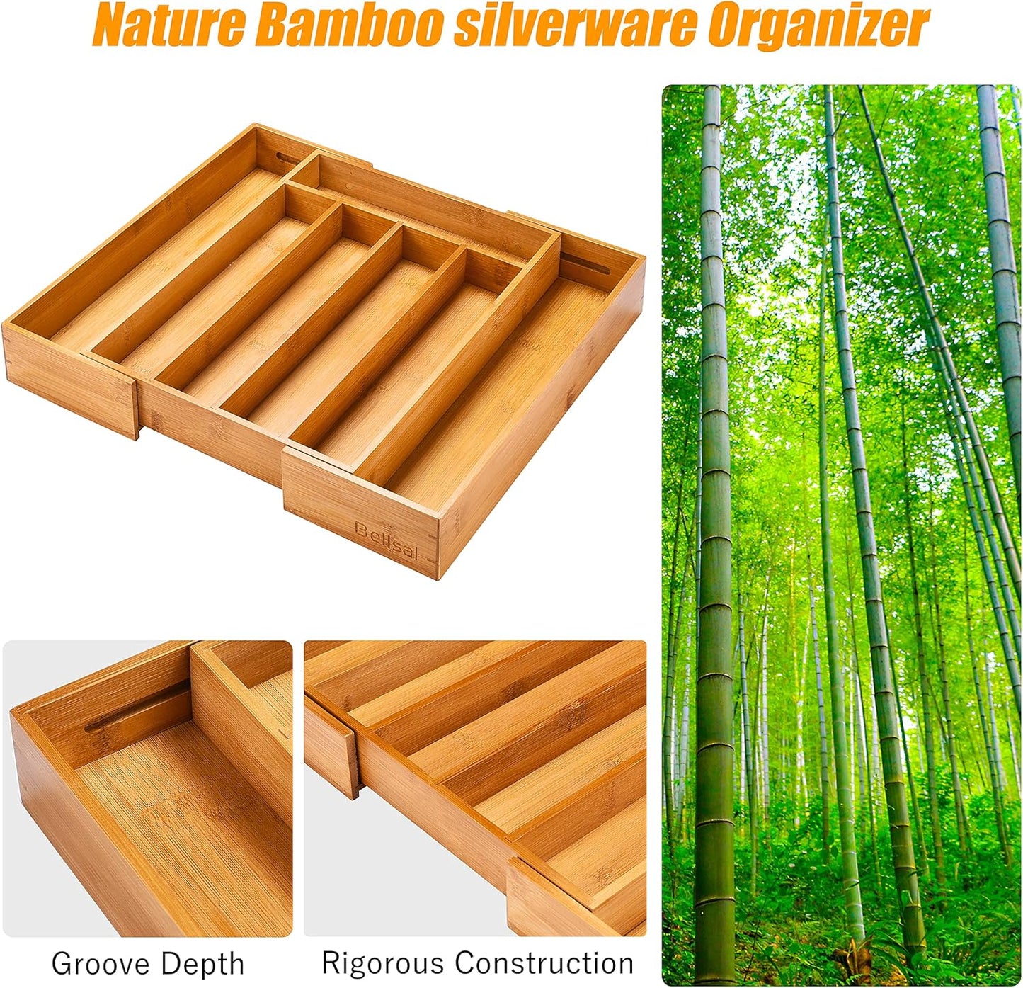 Bamboo Drawer Organizer Tray