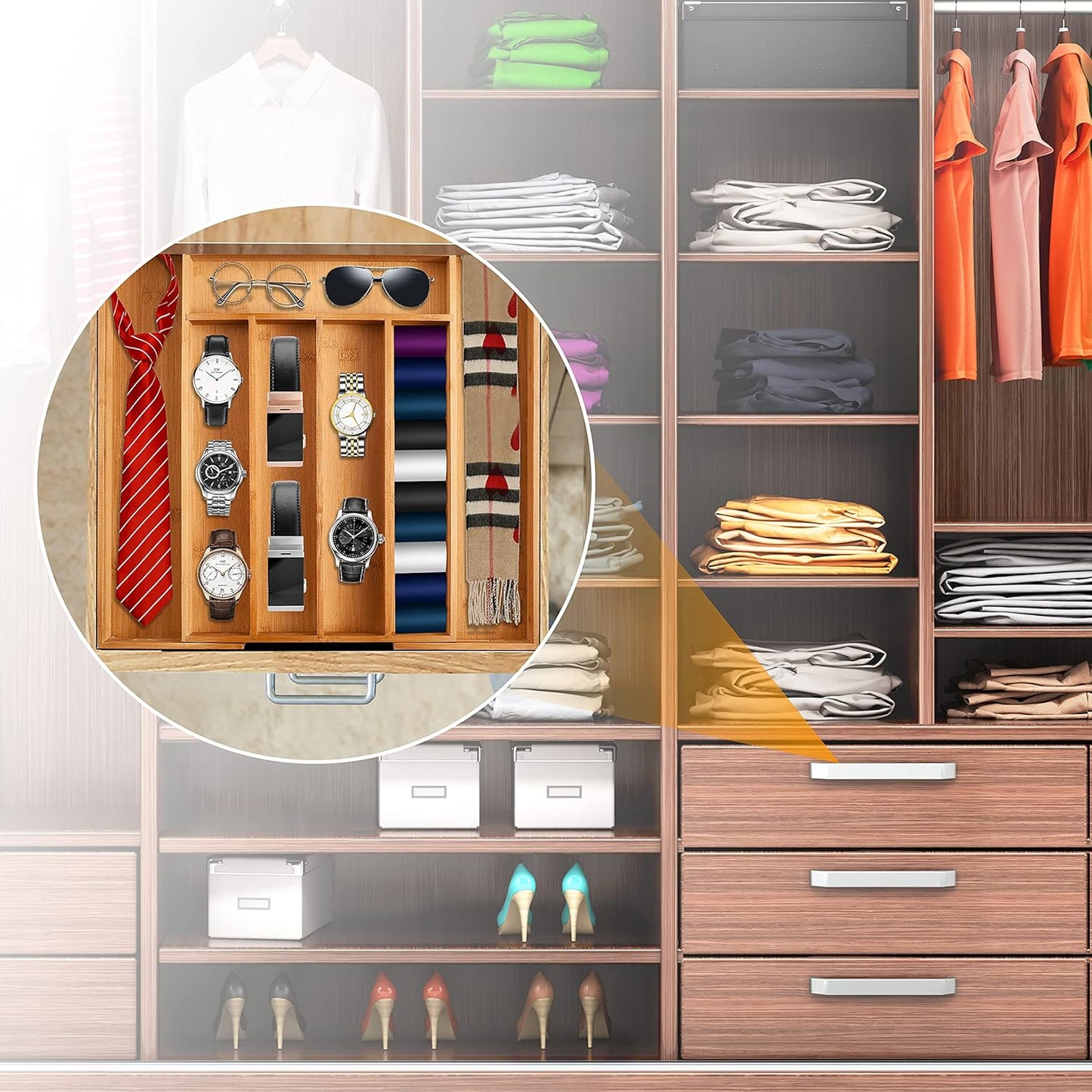 Bamboo Drawer Organizer Tray