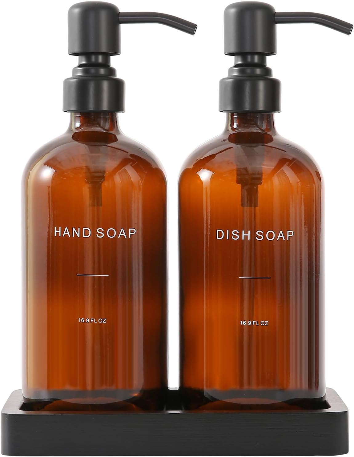 Amber Soap Dispenser Set